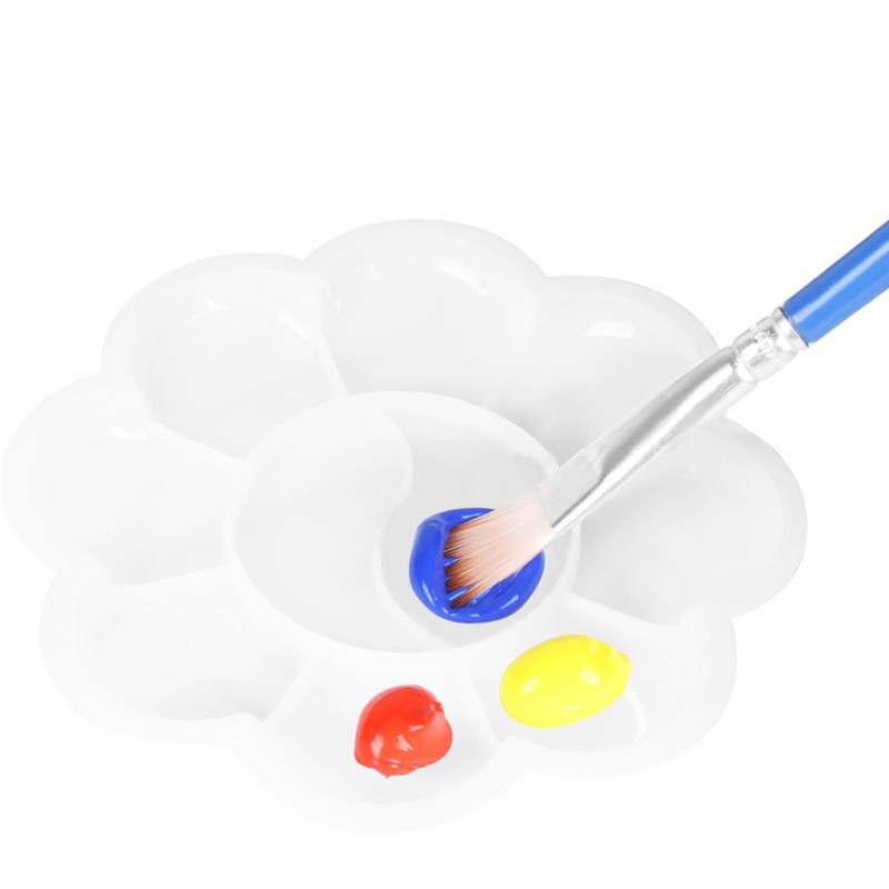Plum blossom-shaped color palette, high-quality watercolor and gouache color palette, plastic gouache color palette, 10 grids Item Picture