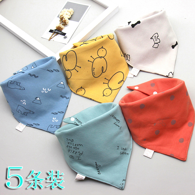 Baby saliva wipes, baby triangular wipes, pure cotton double-layer snap waterproof baby bibs, children's scarves for spring and autumn details Picture
