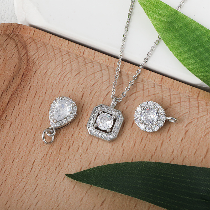 Honglu's best-selling copper-plated slightly inlaid zircon necklace for women's summer, a light luxury and niche pendant with a high-end collarbone chain accessory wholesale Specification drawing