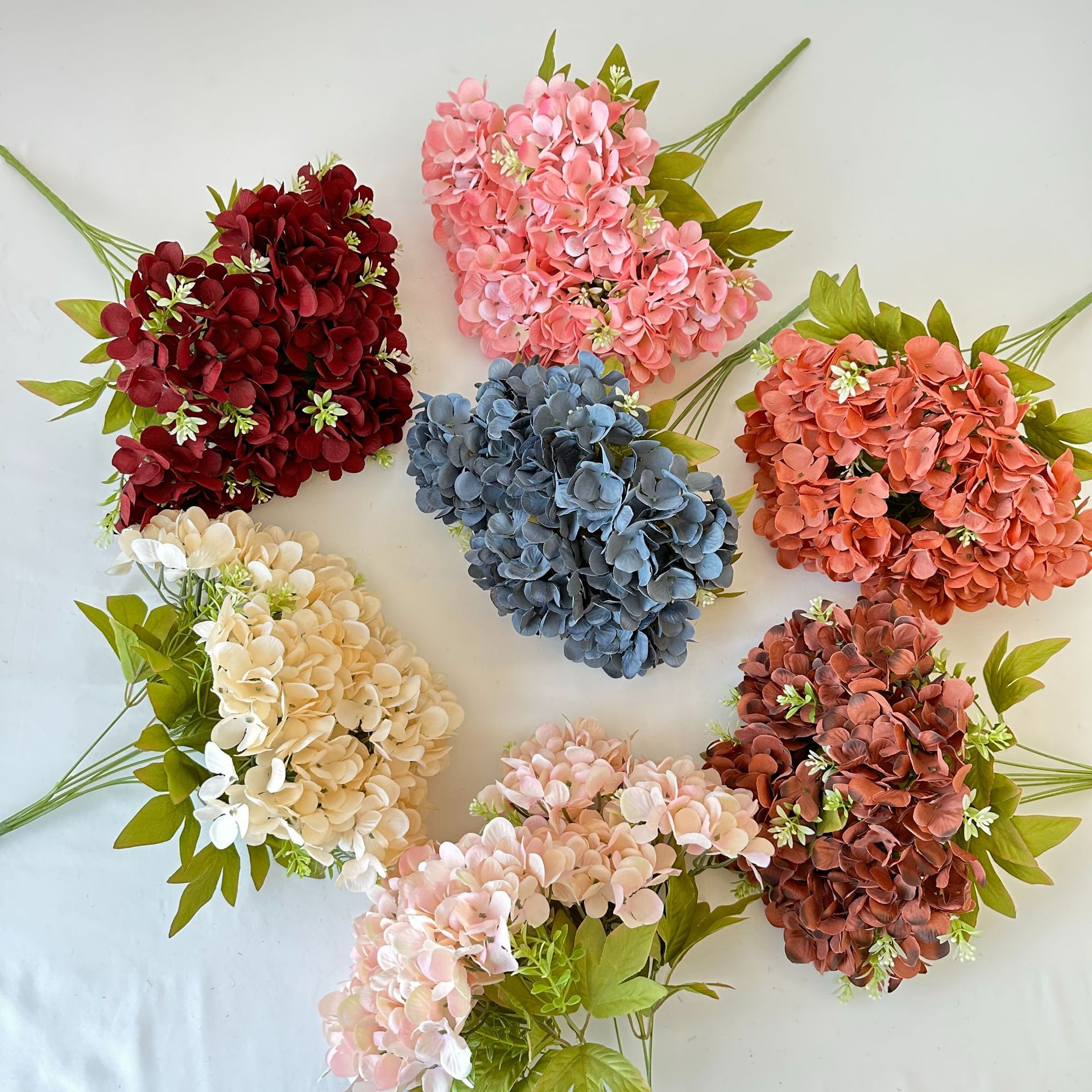 欧式风格7头绣球花仿真花卉婚庆假花家居装饰DIY摆件绢花布景批发