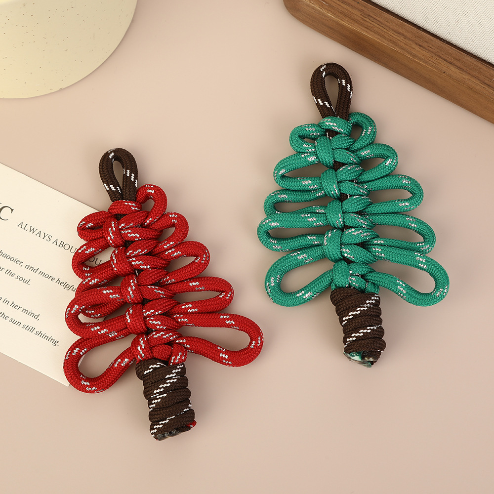 miu series bag, Christmas tree, woven rope knot, mobile phone lanyard, keychain, fashionable, handmade, diy, cross-border Specification image