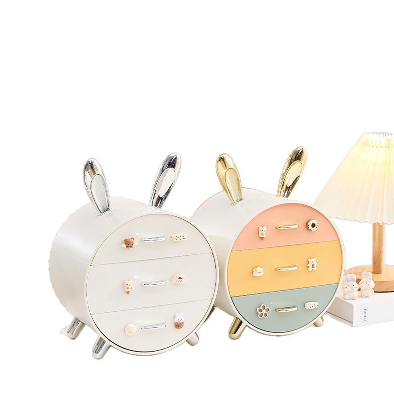 Desktop storage box, multi-layer drawer style, high appearance level, student desk cosmetics and headwear, ins style, girlish heart Item Picture
