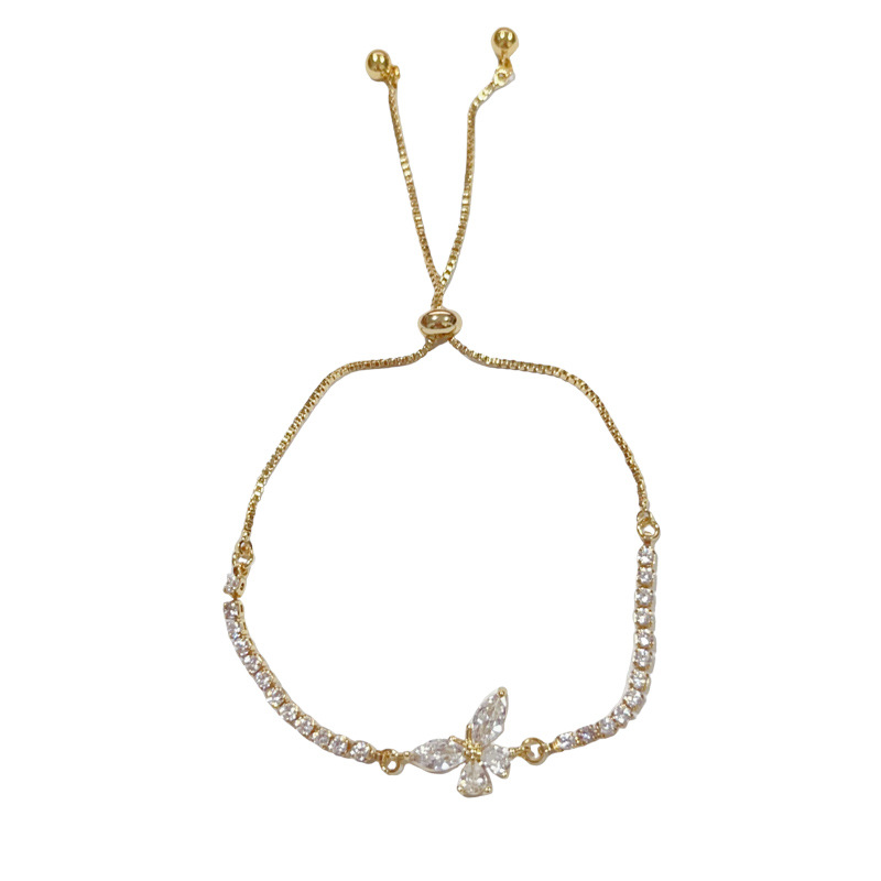 Wholesale of French light luxury, versatile, super shiny, full diamond butterfly bracelet with pull-out style, exquisite and fashionable design sense Item Picture
