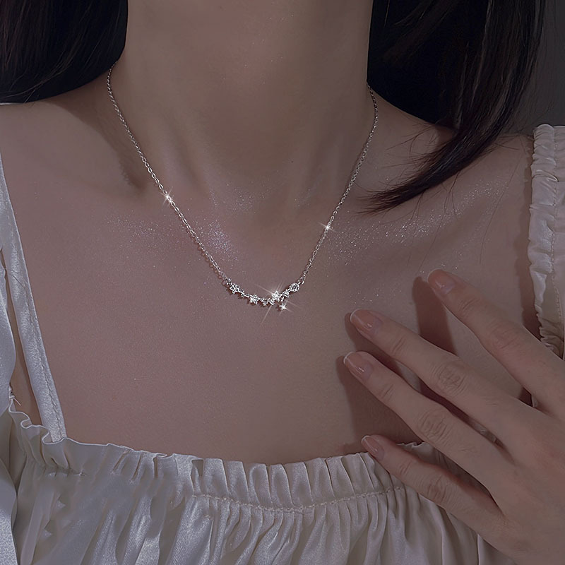 S925纯银"星"中有你超美星星项链轻奢小众设计22新款锁骨链女批发