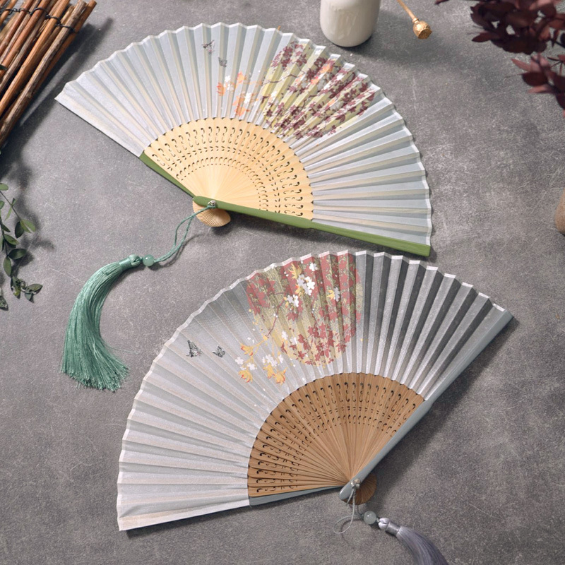 扇子折扇中国风女扇女式工艺扇礼品扇高档烤樱花古装汉服扇子