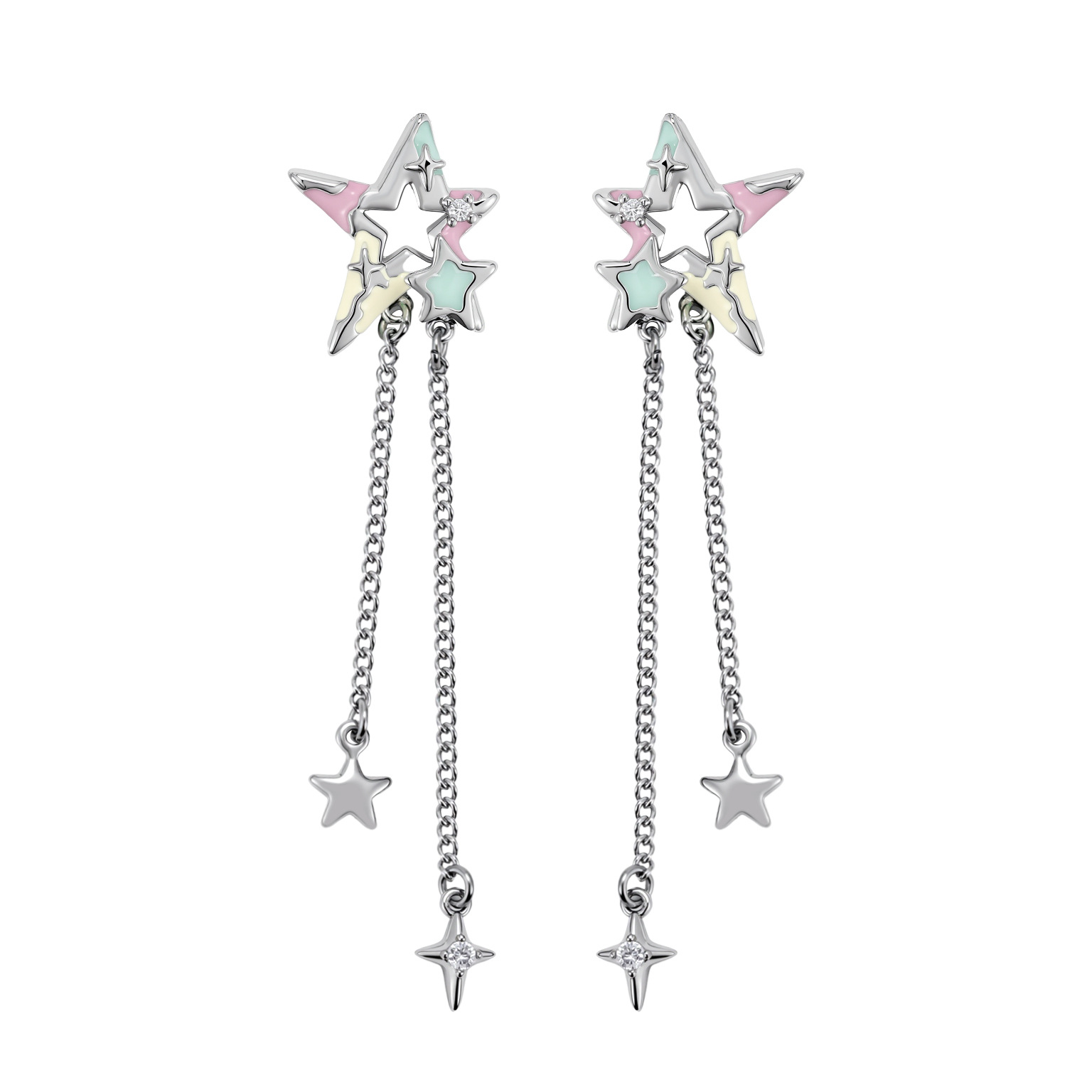 Original design macaron five-pointed star series earrings for women, fashionable, exquisite, individual, sweet and cool dopamine stud wholesale Item Picture