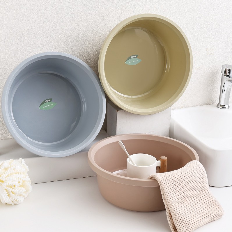 Simple and plain plastic basin, household thickened washbasin, baby and children's washbasin, foot wash basin, student laundry basin Specification image