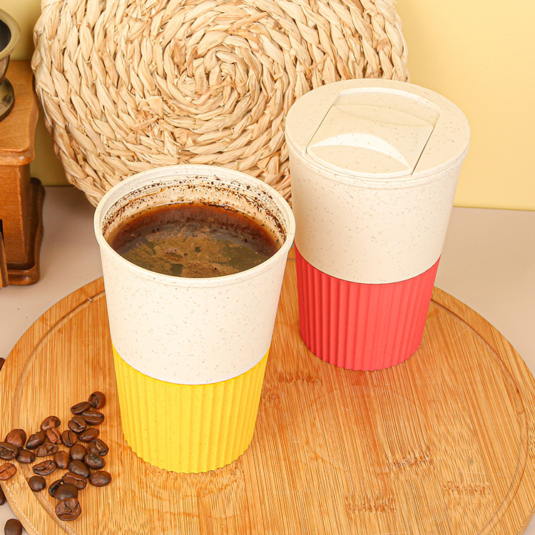 Amazon coffee cup, wheat straw milk tea cup, tea cup, anti-scald and anti-slip, high appearance level, household water cup creativity Specification image