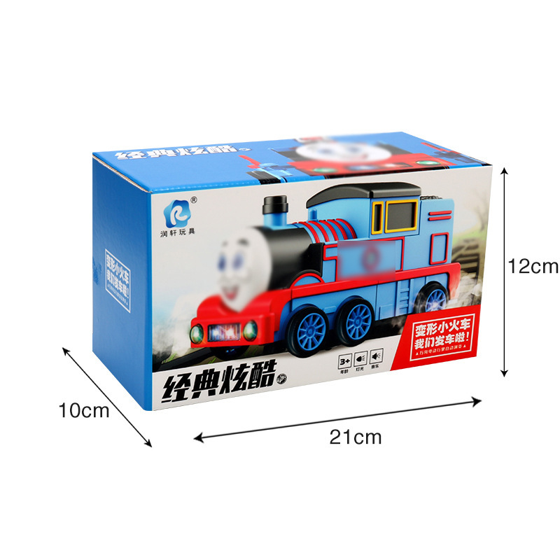 Cross-border wholesale of the same style of electric transformable train, music, light, automatic transformation robot train toys as Douyin Item Picture