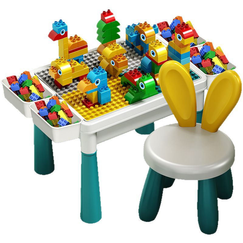 Children's large building block desks, study desks, multi-purpose assembly, educational toys, and gifts for boys and girls with large and small particles Item Picture