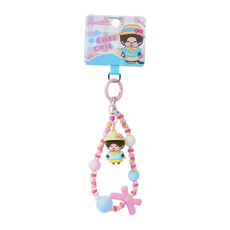 Genuine cute and fun plush beaded keychain, cute and adorable girl cartoon cute little nose doll, mobile phone chain bag pendant Item Picture