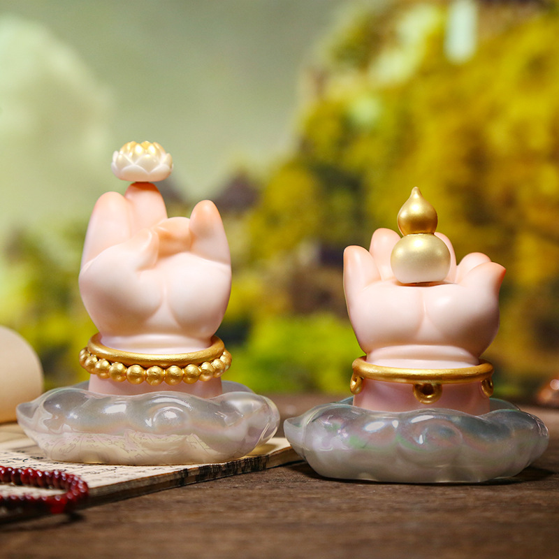 Q-style cartoon Buddha's hand figurine, fat FUFU, good luck Lotus, home desktop decoration, resin for attracting wealth