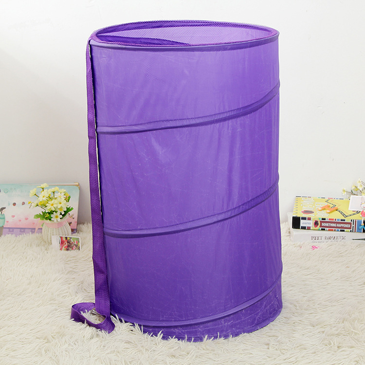 Quick-folding storage basket, large drawstring mouth back bag, round bucket, simple and plain color sundries storage, fabric laundry basket, toys, home storage bucket details Picture