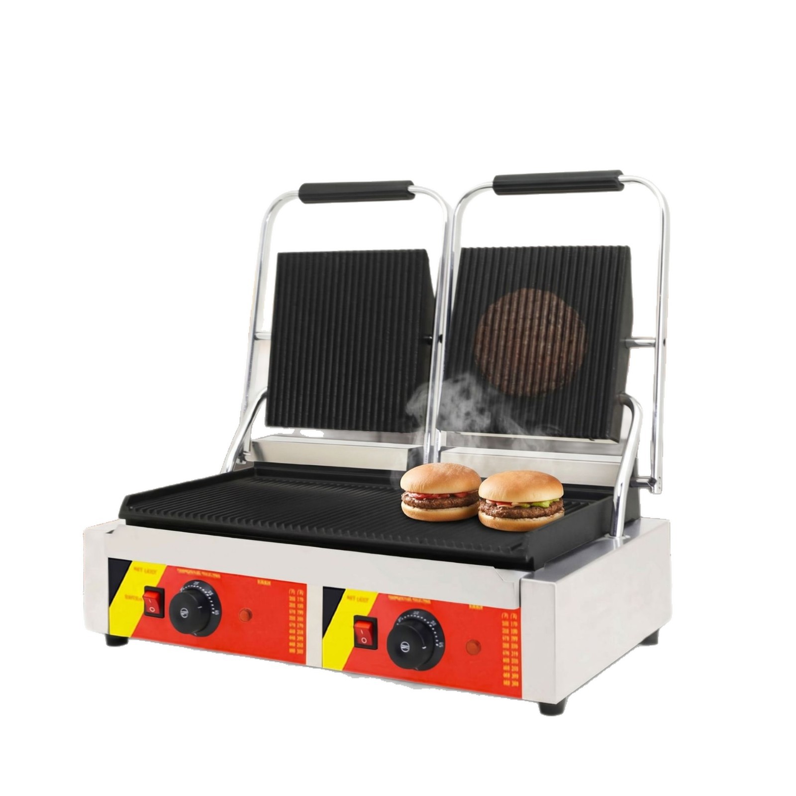 Commercial double-pressure plate griddle pancake machine with electric heating and multi-functional breakfast equipment Item Picture
