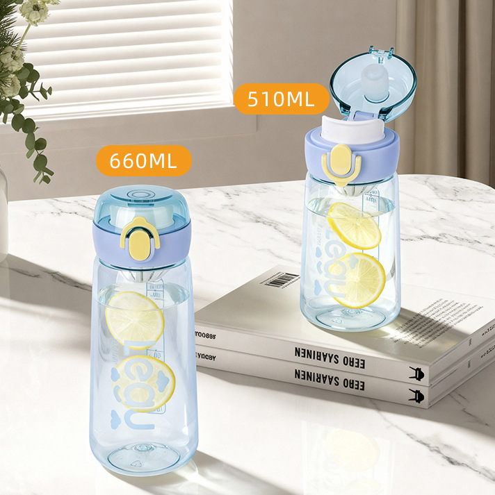 PC sports water cup for students and children, high appearance level portable space cup, summer high-temperature resistant, food-grade direct drinking plastic cup details Picture