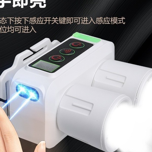 New cross-border outdoor strong headlamp with red and white LED telescopic zoom digital display sensor fishing headlamp Application Scenario