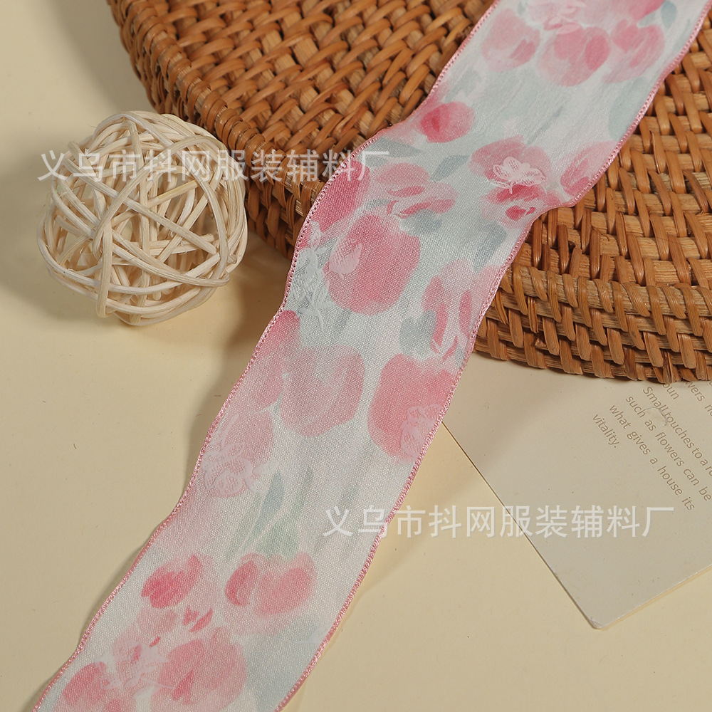 4cm color mareo encaje transparente hilo de nieve cinta clips para el pelo accesorios para el cabello hecho a mano DIY arcos accesorios de ropa material Specification image