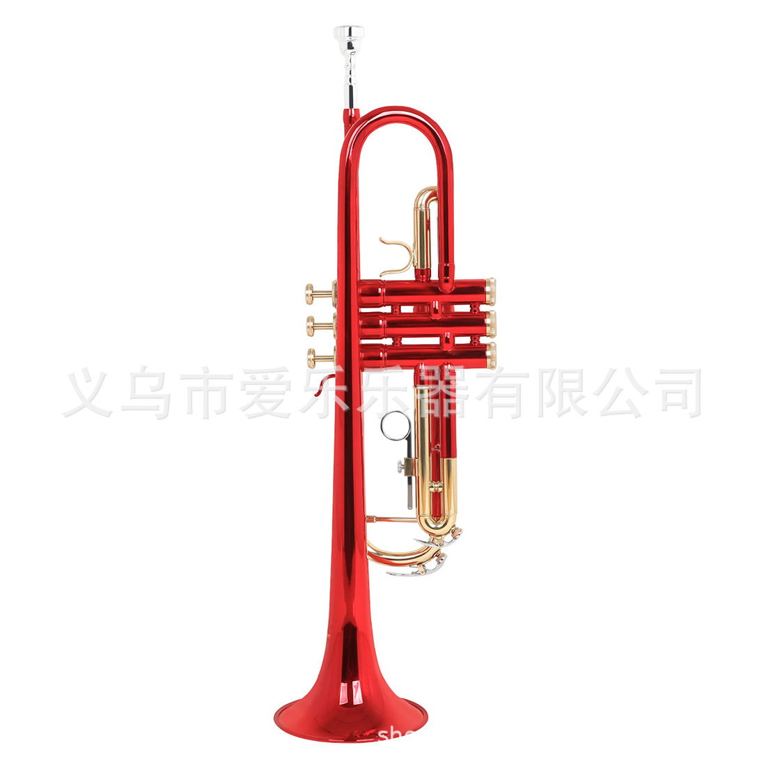 The foreign trade SLADE red gold gold-key trumpet in B-flat, made of brass, is an adult beginner's wind instrument with a three-tone horn details Picture