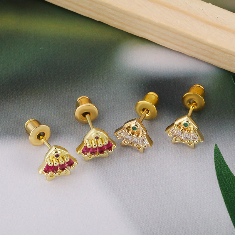 跨境爆款时尚欧美风可爱卡通耳钉时尚镶锆石简约耳饰饰品配饰批发