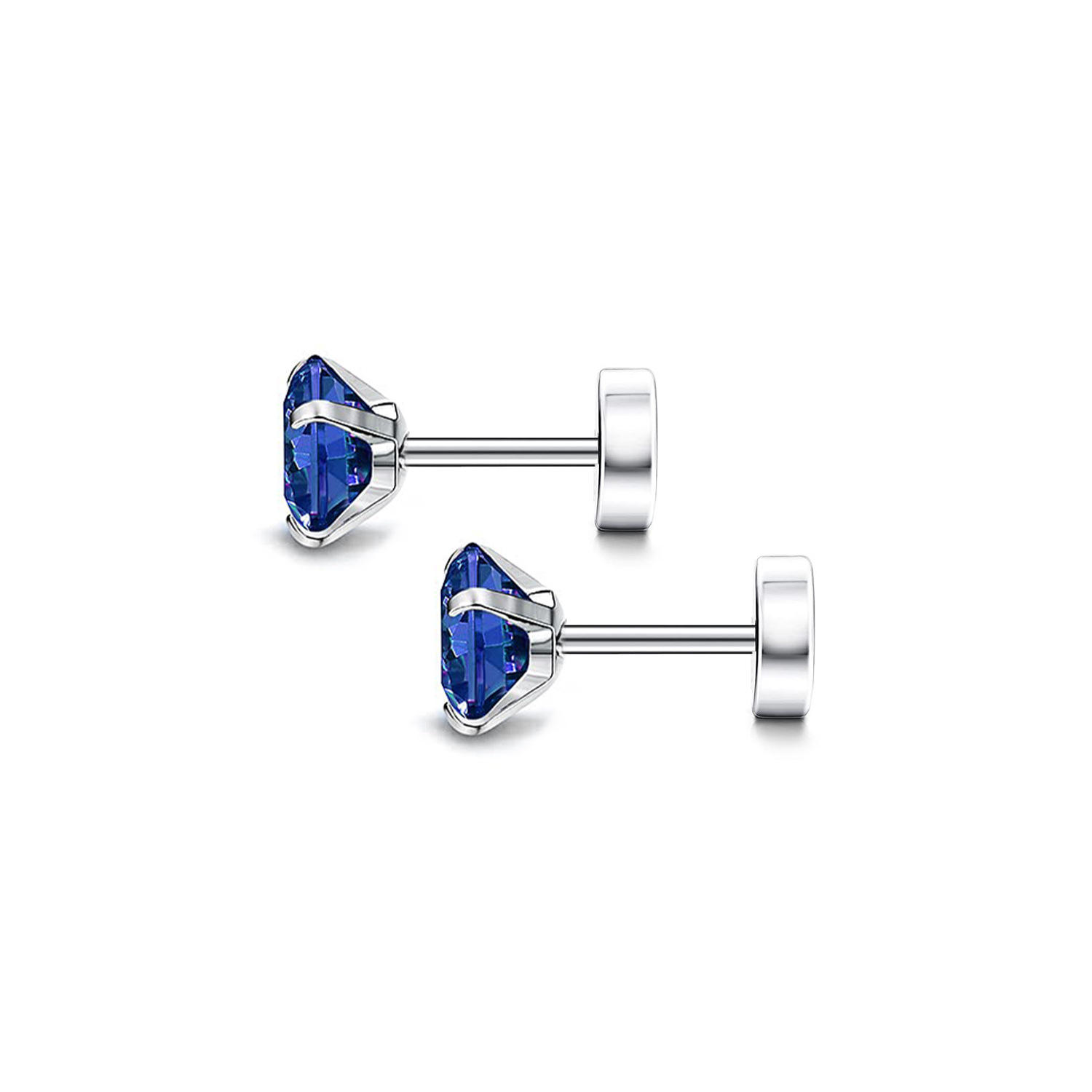 Cross-border titanium steel flat-bottom zircon ear studs, round ear bone studs, cochlear studs, zircon ear studs with external threads, versatile and high-end Application Scenario
