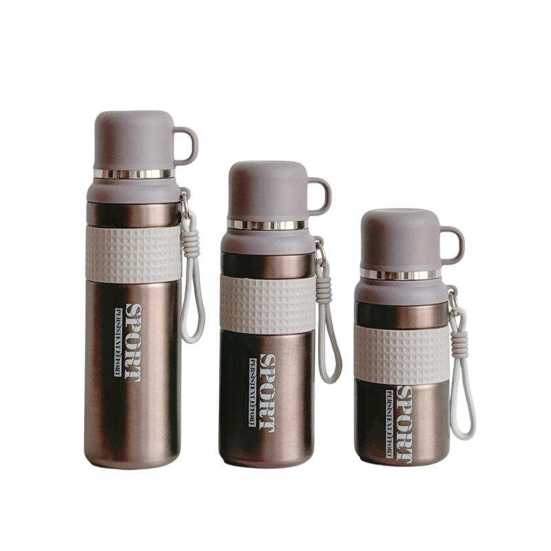 Star Dream Three-Drink Insulated Cup, large capacity 1000ml stainless steel straw insulated water cup, men's carrying rope, portable for going out Item Picture