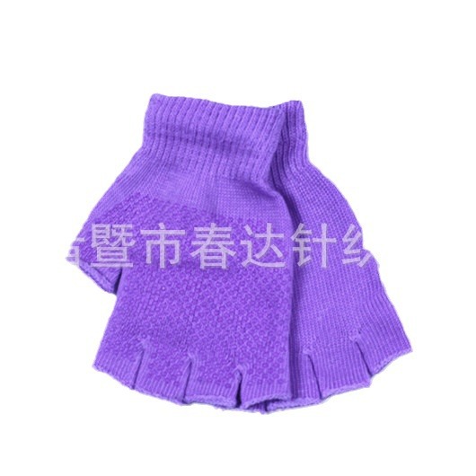 Korean autumn and winter light blue knitted half-finger gloves, your own baby sleeve, touch screen cycling plush warm women's style Item Picture