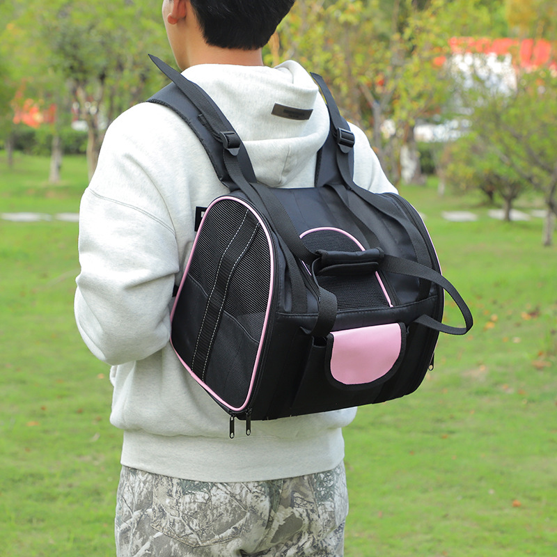 Rongka Pet Cross-border Multi-functional Pet Travel Bag, large-capacity personalized double-shoulder pet bag, Breathable Oxford fabric cat and dog handbag details Picture