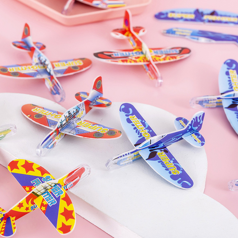 Mini airplane, children's pocket toys, hand-thrown foam airplane, small assembly puzzle model, glider stickers details Picture
