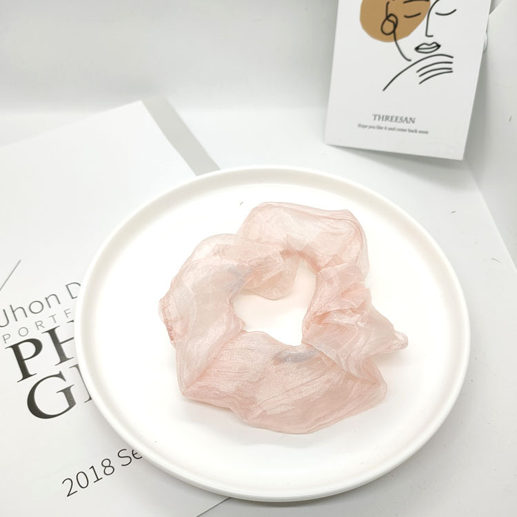 2020 New pleated glossy plate pig intestine gauze ring Fashion fairy ins style hair ring for Maldives travel Specification image