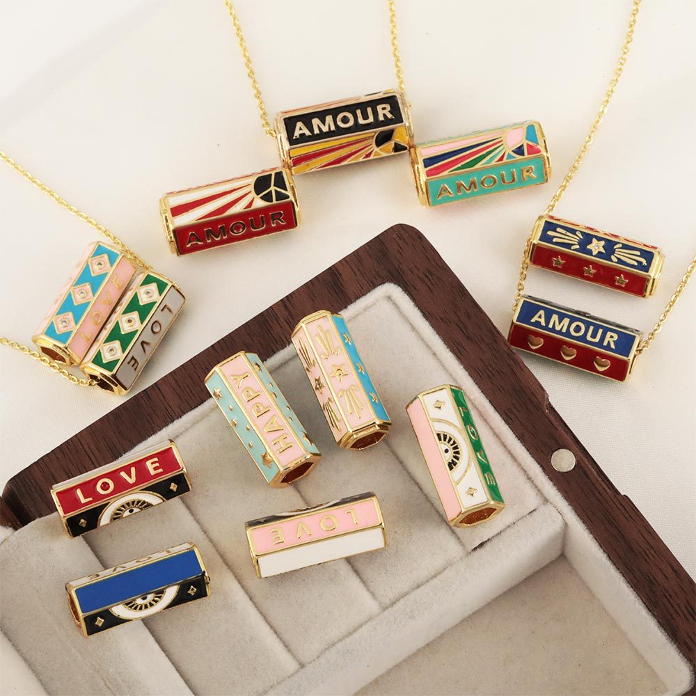 Copper-inlaid micro-zircon hexagonal bead oil drip Devil's Eye pendant, bracelet, necklace diy accessory manufacturer wholesale