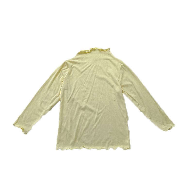 2026 Spring and Autumn Girls' Modal lace high-neck Little Girl thin long-sleeved T-shirt top solid color base layer Item Picture