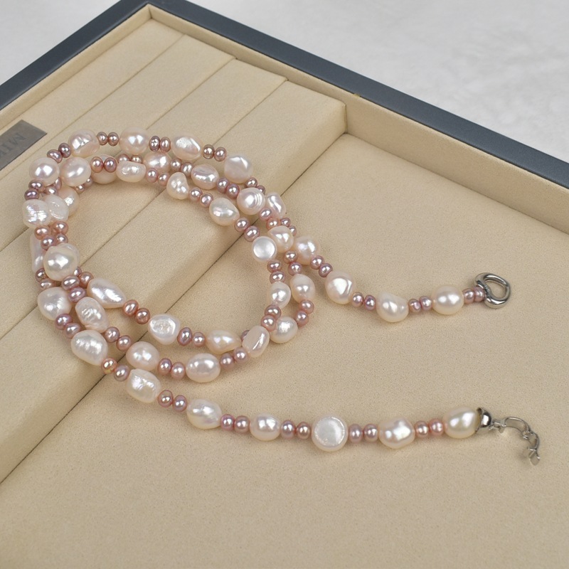 2025 New French Baroque irregular pearl necklace for women, a high-end natural freshwater pearl double-layer sweater chain Item Picture