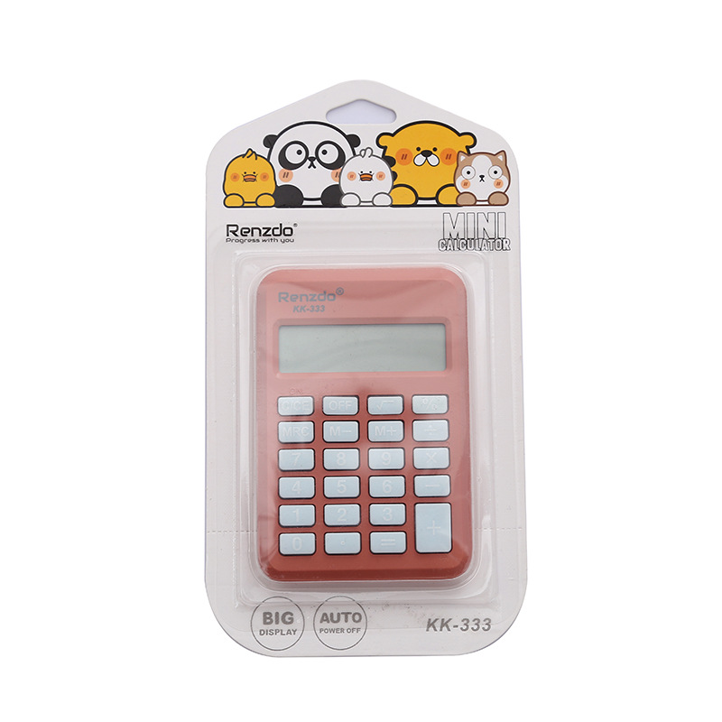 KK-333 solid-color cute calculator, fresh and clean 8-digit computer, portable business compact calculator Item Picture