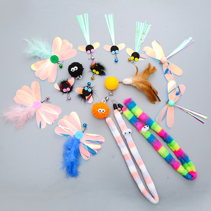 A collection of Amazon's best-selling pet products, including feather cat toys, replacement heads, fairy sticks, and self-entertaining cat toys Specification image