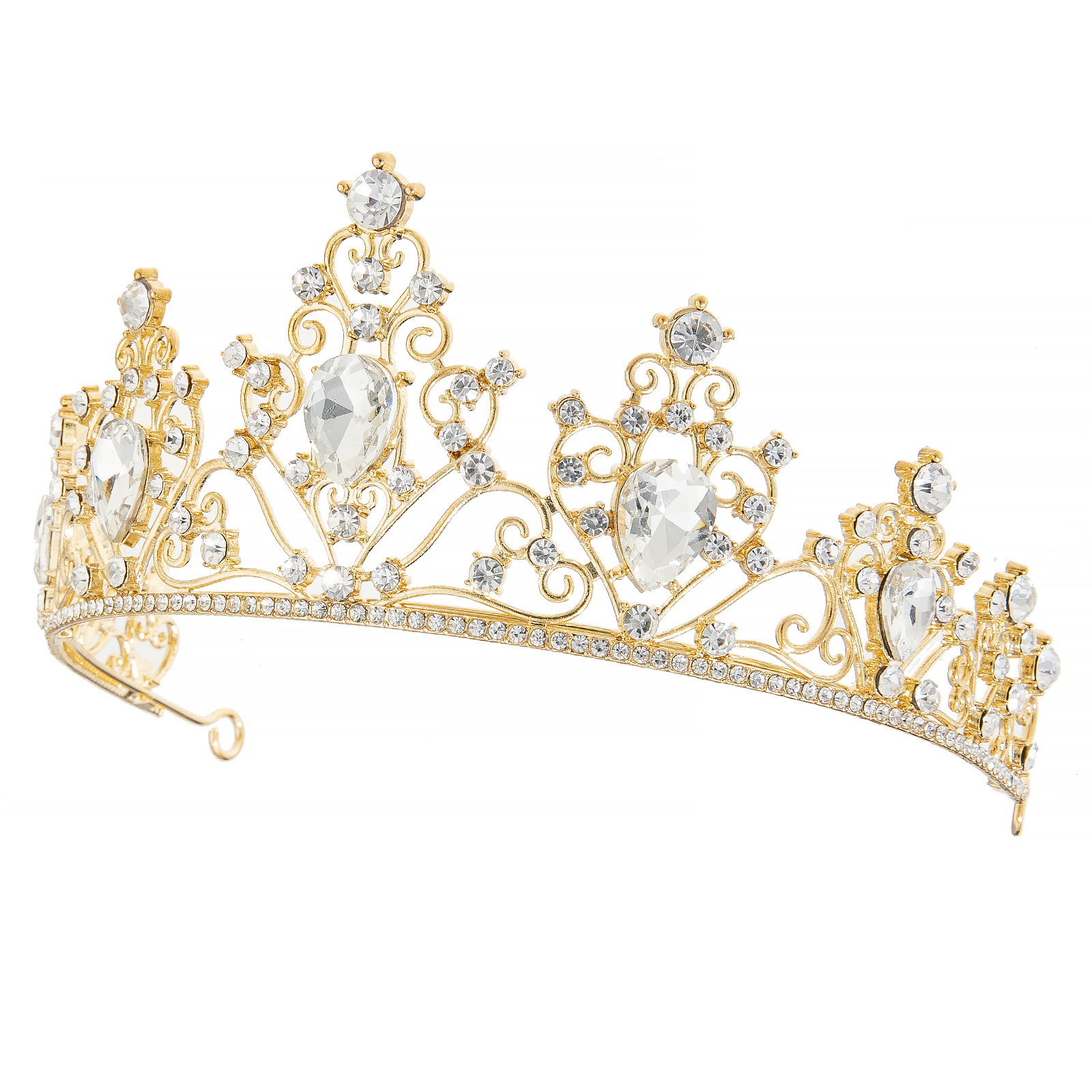 Cross-border trade European and American bride alloy rhinestone crown hair accessory, ball and banquet diamond-encrusted grand crown headwear factory direct sales headwear details Picture