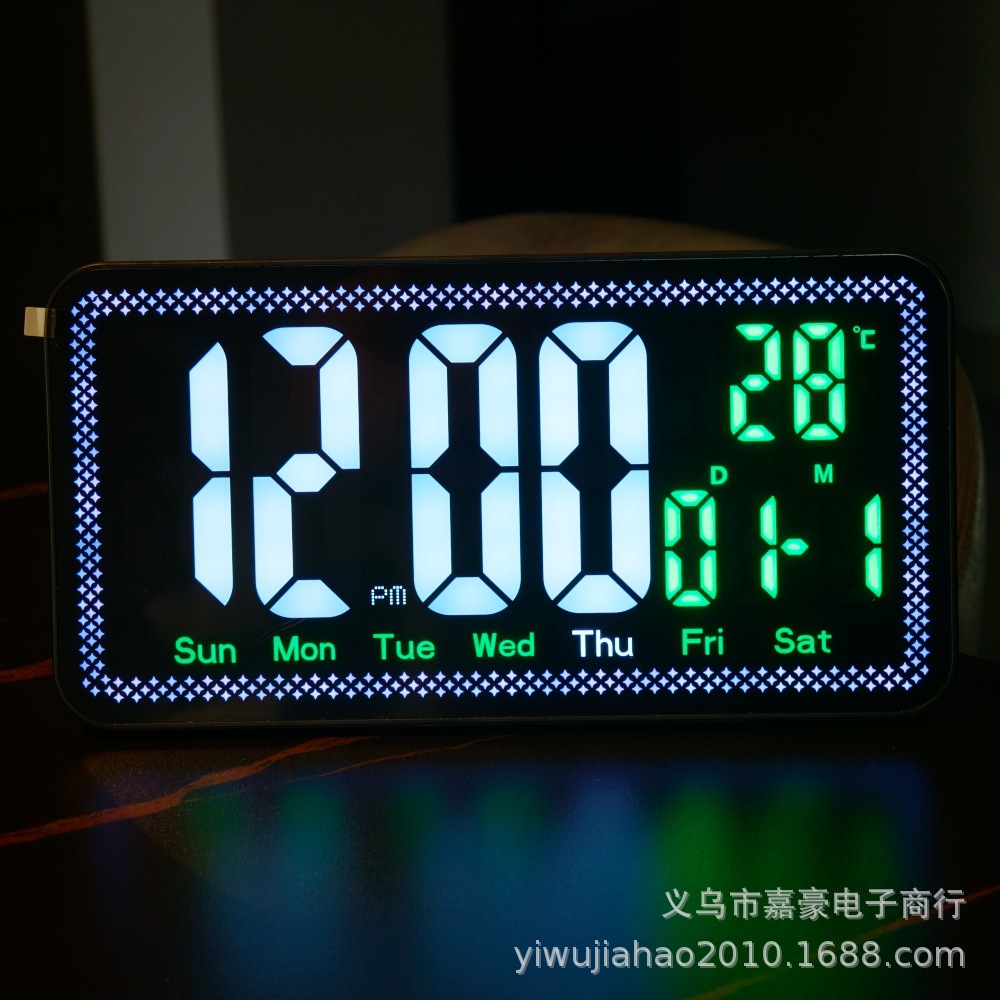 Cross-border color-changing large screen LED electronic alarm clock, living room home desktop clock, multi-functional temperature calendar digital clock Application Scenario