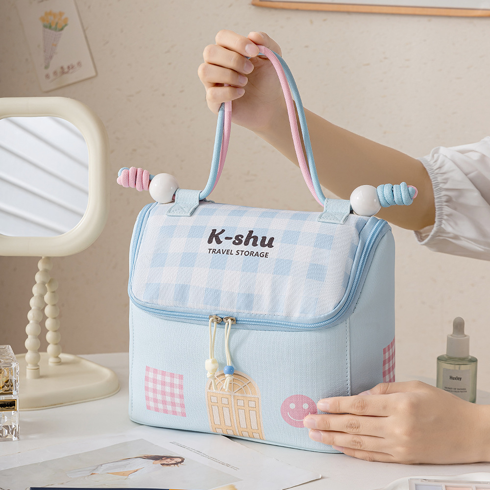 可爱PU房子化妆洗漱包旅行收纳化妆洗漱用品收纳袋口红杂物手提包产品图
