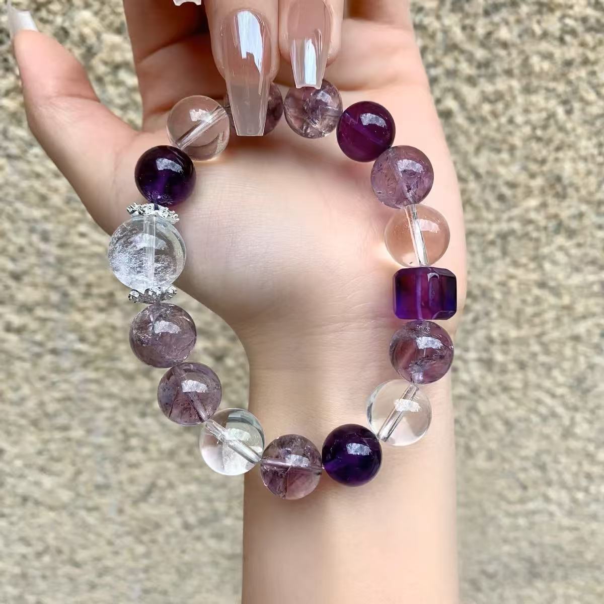 【 Purple Qi Coming from the East 】 Natural Amethyst Bracelet for the Year of the Snake, New Style amethyst bracelet with Nine Natural Purple elements to dispel Fire