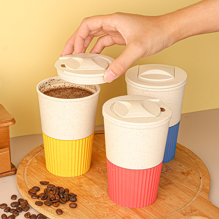 Amazon coffee cup, wheat straw milk tea cup, tea cup, anti-scald and anti-slip, high appearance level, household water cup creativity details Picture