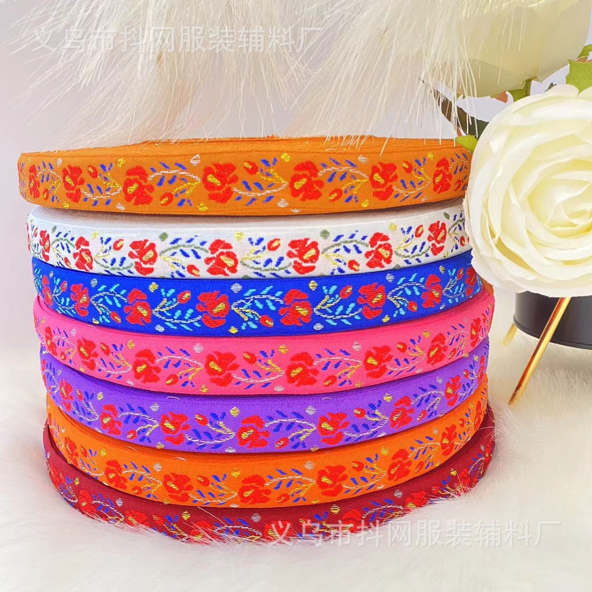 现货民族风提花织带diy蝴蝶结刺绣织带国风发饰发夹服饰包边带