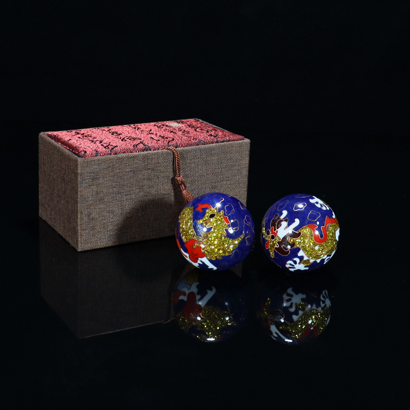 Premium gift box set of Beijing Cloisonne handball outer craft cultural gift Cloisonne low-temperature fitness ball details Picture