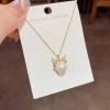 Korean-style, fashionable, simple and sweet "One Deer with You" pearl pendant necklace, a unique and niche design sense necklace Application Scenario