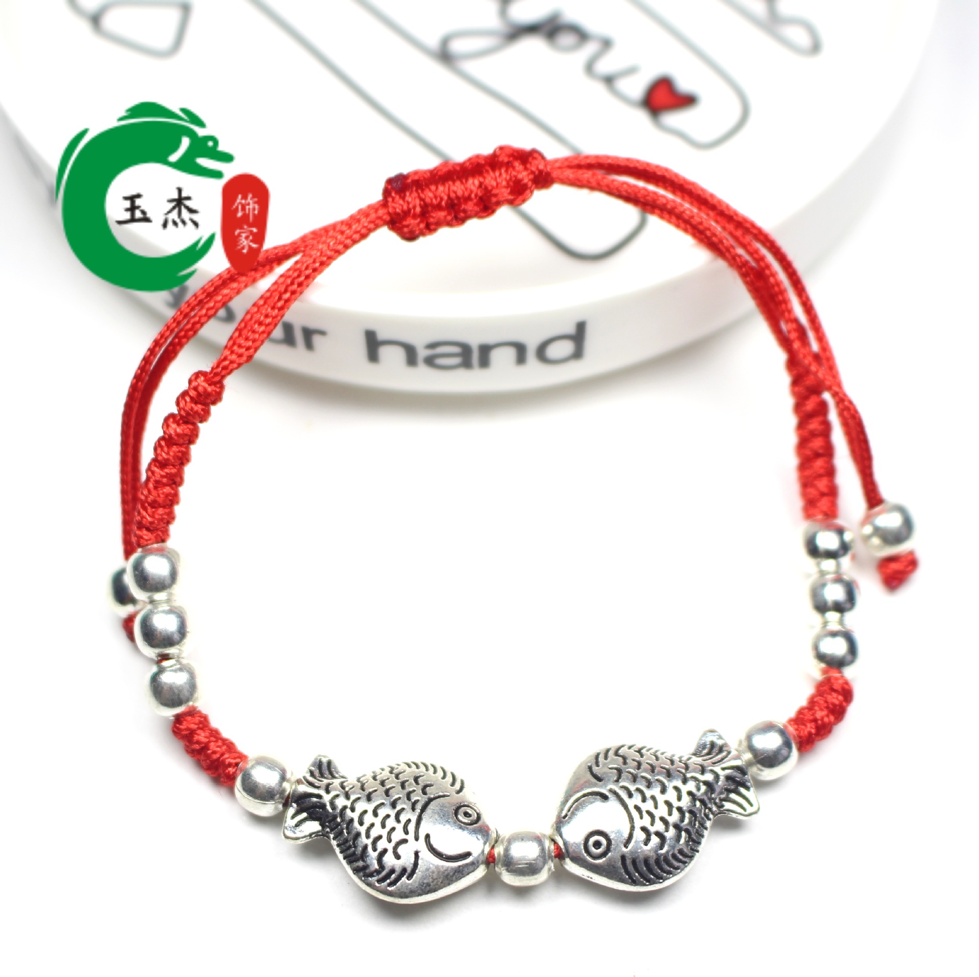 The zodiac year imitation Tibetan silver red rope bracelet and ankle bracelet, traditional Chinese hand-woven Miao silver bracelet, best friend and couple bell jewelry Specification image