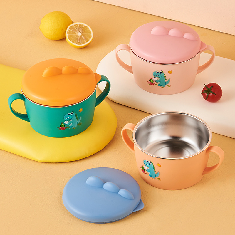 儿童碗防摔防烫316不锈钢汤碗带手柄双耳碗4－6岁吃饭宝宝碗餐具