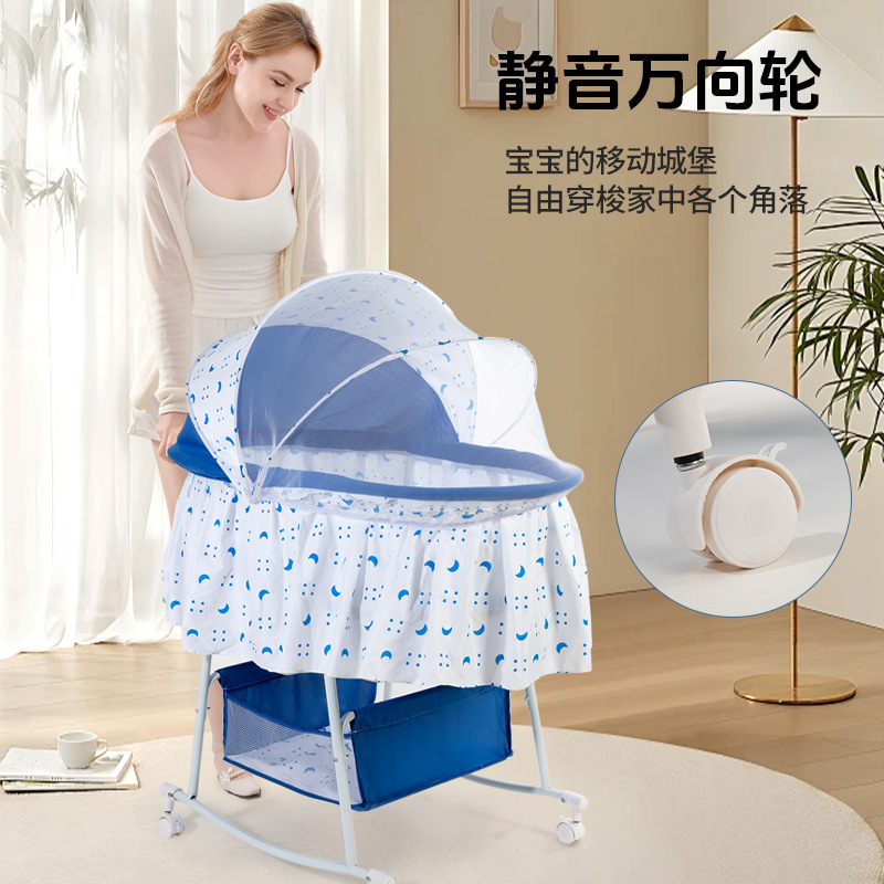 婴儿床可折叠新生儿床拼接大床宝宝摇床bb bed摇篮床多功能移动产品图