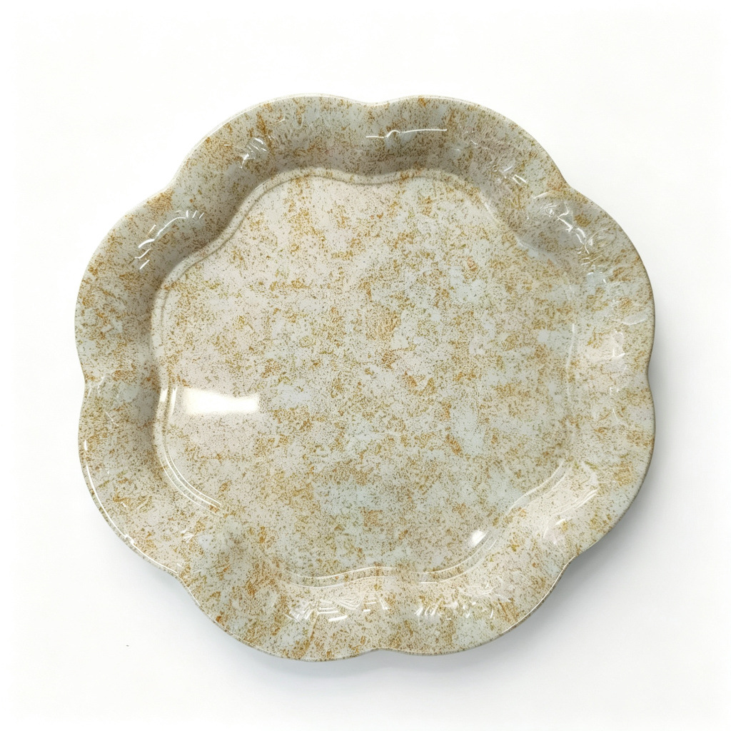 Direct sales from an export-oriented manufacturer of light brown textured melamine dinner plates in commercial stock. Durable and wear-resistant round melamine products Specification image