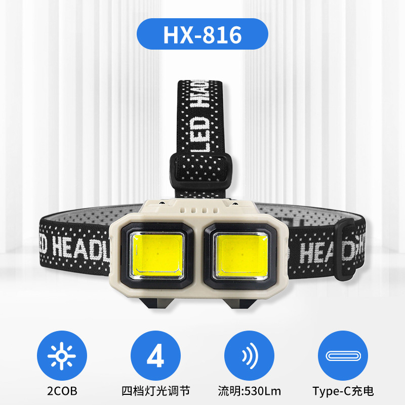 PLD Amazon rechargeable LED headlight, high-intensity long-lasting outdoor light, waterproof head-mounted sensor fishing headlight Item Picture