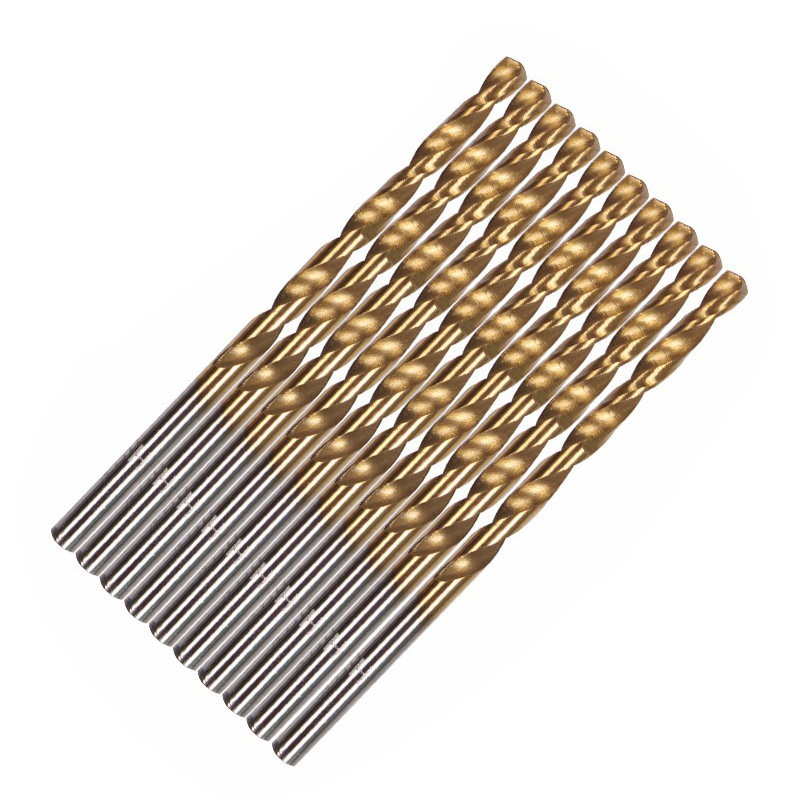 Factory direct sales of 50 sets of titanium-coated twist drill bits for wood and plastic drilling tools, straight handle woodworking twist drills details Picture