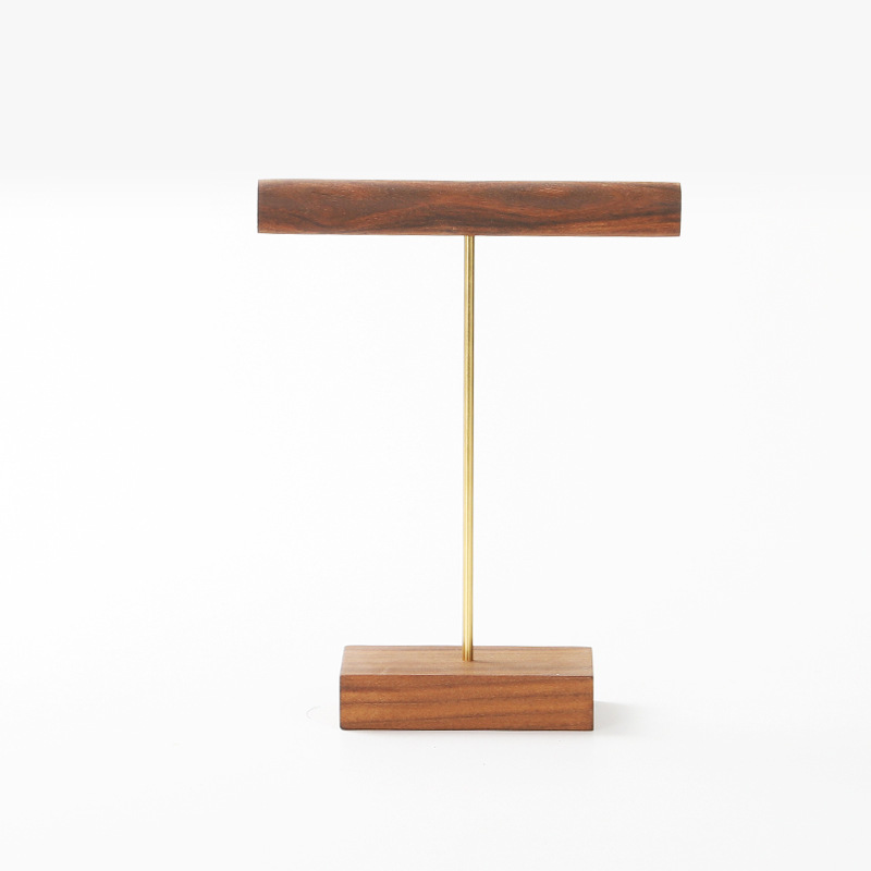 首饰展示架胡桃木色实木制高端古风一体款橱窗陈列饰品首饰架