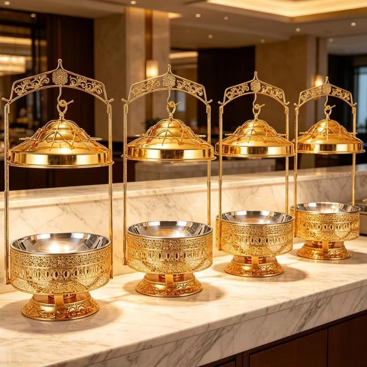New luxury stainless steel gold buffet insulated tableware details Picture